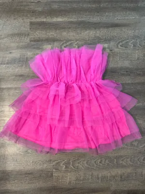 Hot Pink Tiered Tulle Mini Dress thumbnail 3