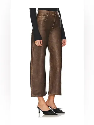 Free People We the Free Misha Barrel Vegan Brown Pants 28 thumbnail 4