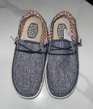 Hey Dude Kids Slip-On Moccasins in Heather Navy with Peach Lining thumbnail 1