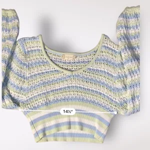 Altar’d State Cropped Briella Knit‎ Striped Sweater Womens Size S thumbnail 4