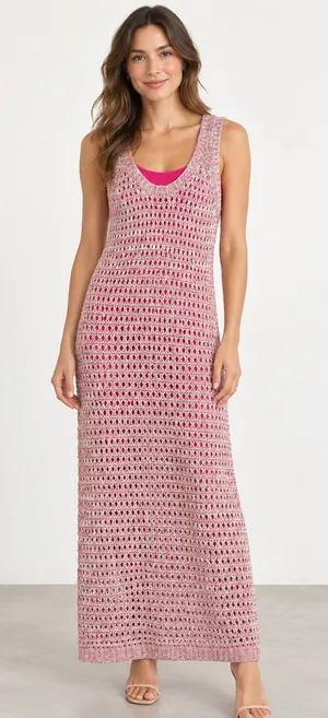 Derek Lam Pink Open-Knit Maxi Cover-Up thumbnail 1