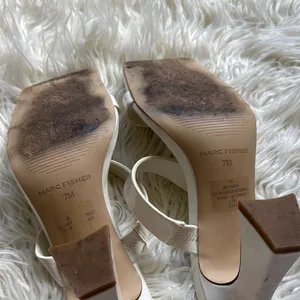 Marc Fisher White Patent Zasha Heel Sandals thumbnail 3