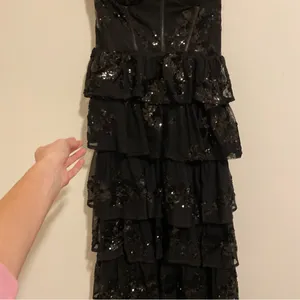 NWT Lulu's Definite Glamour Black Sequin Bustier Maxi Dress size Small thumbnail 5