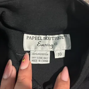 Adrianna Papell Vintage Black Cheongsam Maxi Dress with Floral Embroidery & Mandarin Collar thumbnail 2
