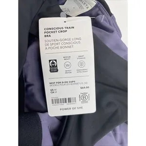 Athleta M Conscious Train Pocket Crop Bra Medium Cup D-DD Purple Black thumbnail 8