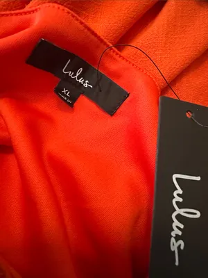 Lulus Sunny Personality Red Orange Button-Up Mini Dress With Pockets thumbnail 6
