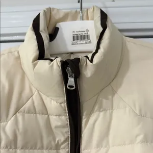 LAUREN-RALPH LAUREN Cream and Brown Puffer Jacket Size L thumbnail 2