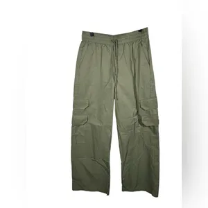 Abercrombie & Fitch Cargo Pants Olive Green Wide Leg Drawstring Waist Size Small thumbnail 2