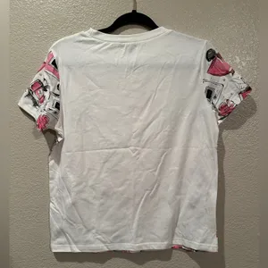 NWOT Ontwelfth Pink pretty perfume bottles white sparkle tee Sz M thumbnail 4