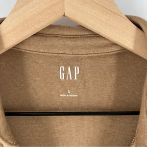 Gap Super Soft Modal Blend Modern Button Front Utility‎ Shirt Long Sleeve Tan thumbnail 3