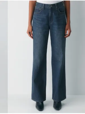 Aritzia Denim Forum The Farrah High Rise Wide Leg Jeans 30 L size 28 Dark Blue thumbnail 14