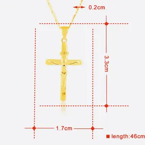 NEW 24k Yellow Gold Vermeil Crucifix Cross Pendant Necklace,‎ 16-18” thumbnail 4
