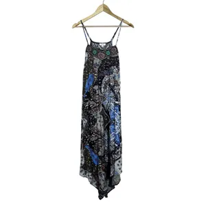 Ganji LA Boho Paisley Handkerchief Hem Maxi Dress Multi Color Festival Size S thumbnail 2