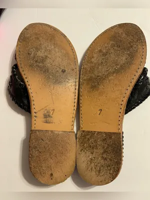 Palm Beach Sandals Black Leather Woven Thong Sandals thumbnail 5