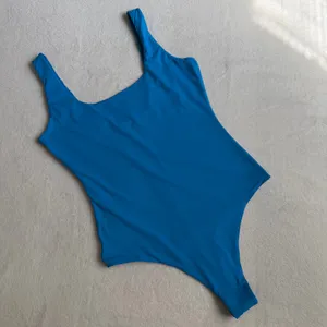 Women's Scoop Neck Blue Stretch Pumiey Bodysuit thumbnail 4