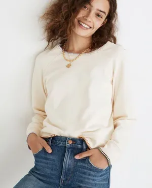 Madewell Sweatshirt Womens Small Shrunken Crewneck Pullover Cozy Purple Stitch thumbnail 1