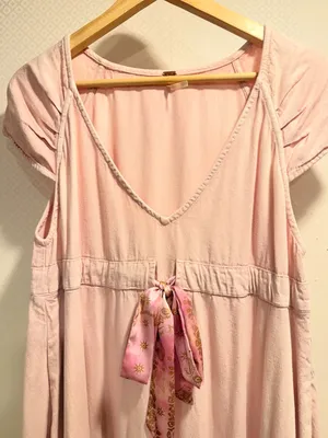 Free People Roucha Blue Shadow Cotton Tie Front Ruffle Hem Maxi Dress Size S thumbnail 8