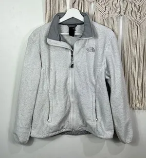 Womens Pale Gray The North Face Lightweight Fleece Jacket Size Large thumbnail 1