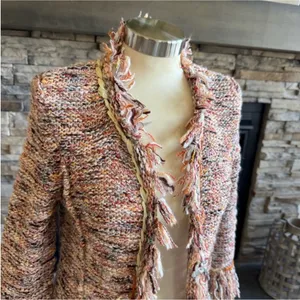 Anthropologie Textured Fringe Blazer in Multicolor thumbnail 6