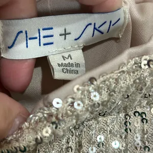 She + Sky Sparkling Sequin Joggers in Beige/Gold Medium thumbnail 3