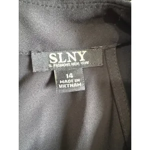 SLNY Womens Black Embellished Halter Neck Draped Evening Gown 119005 Size 14 thumbnail 3