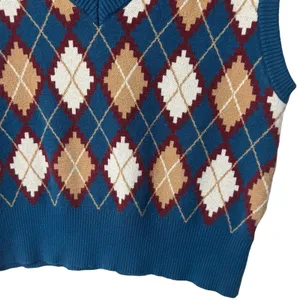 NWOT Cider Sweater Vest Blue Argyle Print‎ Academia Preppy Old Money S/M thumbnail 4