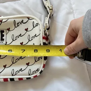 Brighton Love Scroll Canvas‎ Crossbody Bag Purse White Red Black Hearts thumbnail 4
