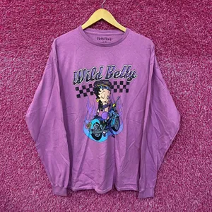 Biker Betty Easy Rider Motorcycle Betty Boop Long Sleeve L thumbnail 1