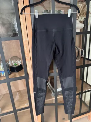 ALO leggings moto mesh panel high rise 2010s 7/8 ankle y2k vintage biker workout thumbnail 5