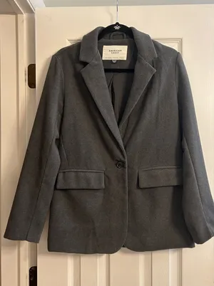 American Eagle Oversized Boyfriend Blazer Gray XS thumbnail 1