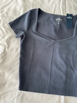 Hollister Light Blue Rib Knit Cropped Tee thumbnail 2