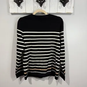 J McLaughlin Black White Striped Sweater Womens Large EUC thumbnail 5