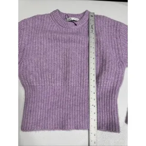 Zara Womens M Fuzzy Sweater Top Pastel Purple Long Sleeve Polyester Wool Alpaca thumbnail 8