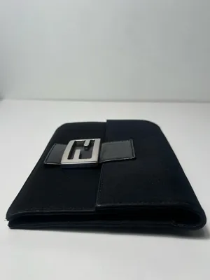 Fendi FF Logo Black Canvas Zucca Baguette Shoulder Flap Crossbody Bag Clutch thumbnail 9