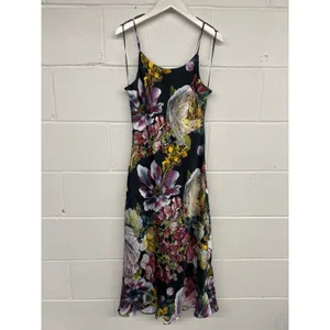 NWT Express Sz XS Cocktail Floral Satin Scoop Neck Downtown Cami Midi Slip Dress thumbnail 2
