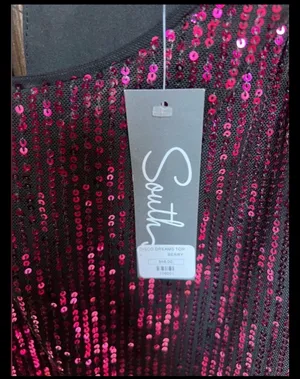 South Boutique Pink Sequin Top, size L, NWT thumbnail 3