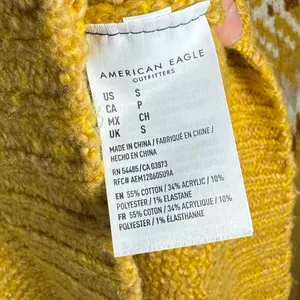 American Eagle Fair Isle Mustard‎ Yellow Pullover Sweater Womens size small thumbnail 6