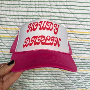 Howdy Darlin Trucker Hat Pink thumbnail 1