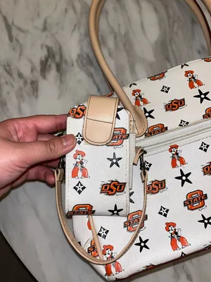 Oklahoma State OSU Cowboy Graphic Satchel Handbag Bow Charm Bag thumbnail 4
