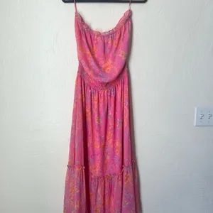 Ramy Brook Pasiley Printed Ashley dress Pink and Orange Strapless Dress size L thumbnail 2