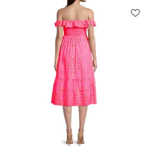 Vineyard vines Neon Tortola smocked midi dress pink orange‎ sz S thumbnail 3
