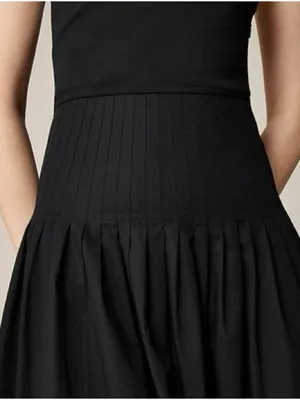 J. Crew Pintuck Mixy Drop Waist Midi Dress in Black Size XXS thumbnail 4