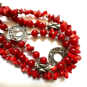 Premier Designs red coral multi strand necklace thumbnail 6