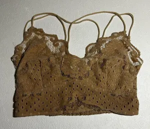 Tan Lace Bralette with Double Straps | Boho Style | Adjustable thumbnail 1