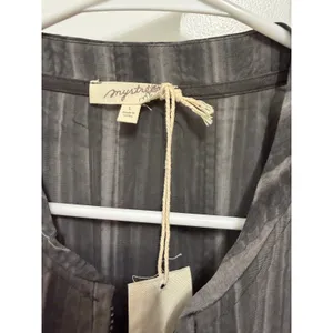 Mystree Gray Vertical Stripe Bomber‎ Jacket Lightweight Quarter Zip Women's L thumbnail 3
