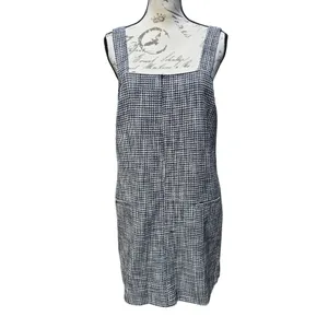 Abercrombie & Fitch Black White Houndstooth Pinafore‎ Mini Dress Pockets Medium thumbnail 2