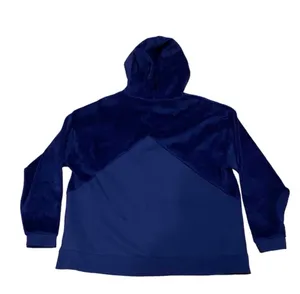 Puma Dark Blue Color Block Velour Velvet Oversized Hoodie Sweatshirt L Athletic thumbnail 4