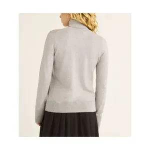 Free Assembly Womens Sweater Size L Heather Grey Ribbed Turtleneck Knit Classic thumbnail 5