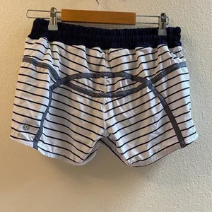 Lululemon quiet stripe shorts‎ size 4 navy white speed short RARE! thumbnail 8
