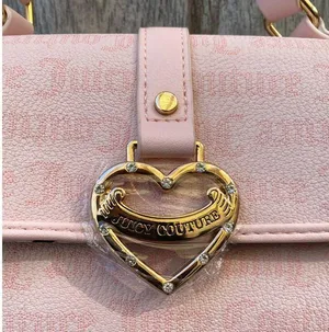 Juicy Couture | Blush Pink Heart Charm Shoulder Bag with Logo Print thumbnail 3